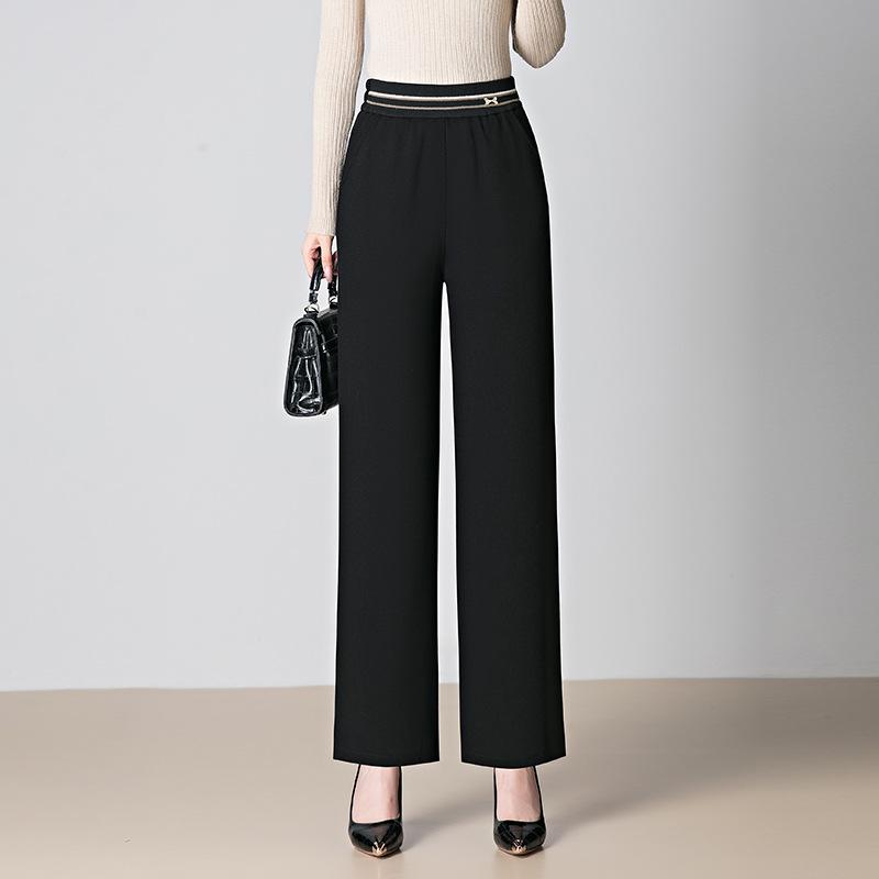 Mom's 2025 Autumn High-Waisted Elastic Wool Pants for Women - Middle-Aged & Elderly
