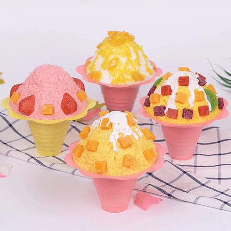 20 Stück Einweg-Joghurtbecher, Schneekegelbecher für Eiscreme, Smoothie-Eiscremebecher, rasiertes Eis, Sandeisschale, Blumen-Schneeeisbecher