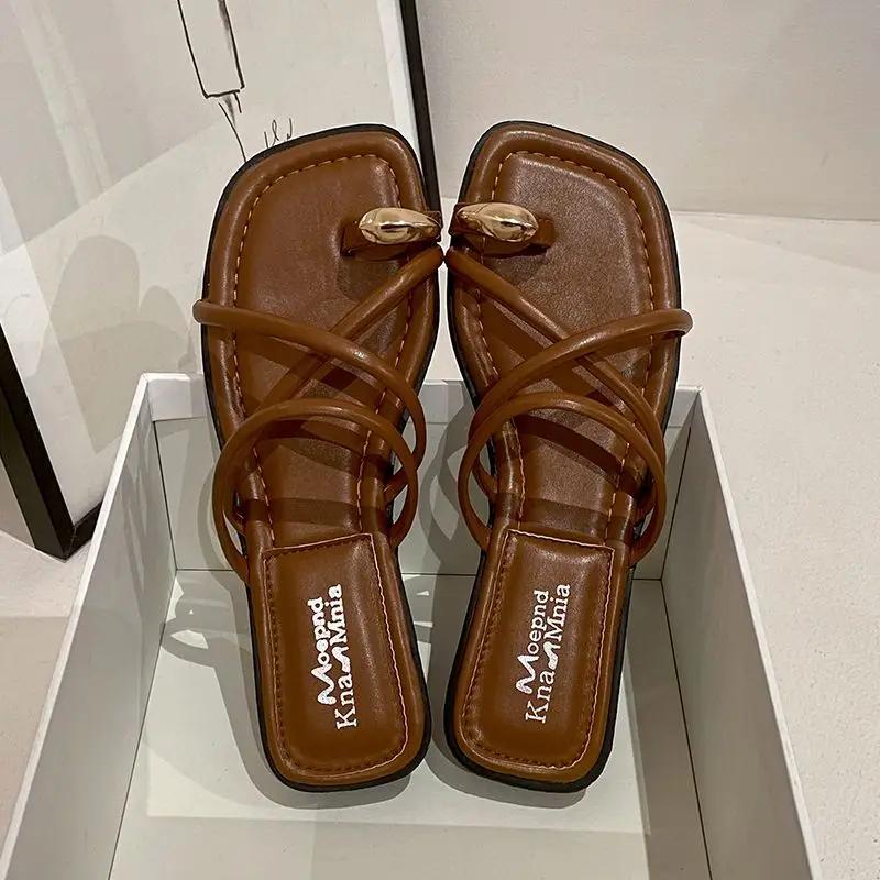 

Fashion Shoes Slides Open Toe Job Women s Slippers and Ladies Sandals Sexy Outside Brown on Beach Flat Low Heel Pvc Luxury Offer Vip G W 35