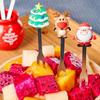 5pcs/Set Dessert Fruit Forks Christmas Stainless Steel Mini Salad Food Dinnerware Cutlery Set