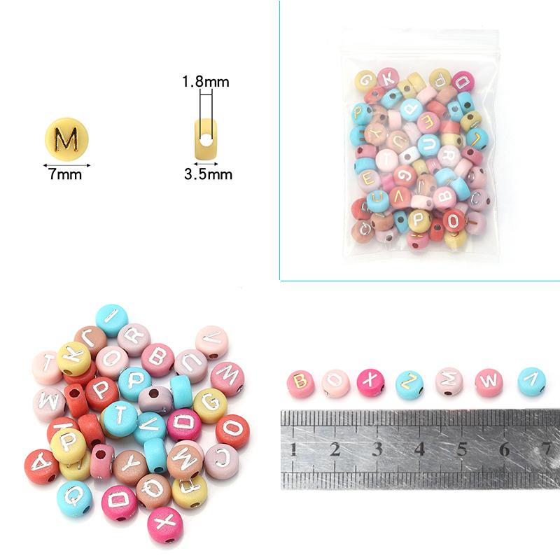100pcs/Lot Mixed Round Flat Acrylic Letter Beads Alphabet Digital Cube Loose Spacer Beads For Jewelry Making Diy Bracelet