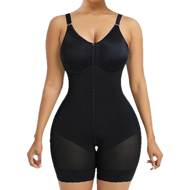 Women's Plus Size Postpartum Body Shaper - Cross Buckle Zipper Bodysuit for Tummy Control & Butt Lift with Waist Cincher