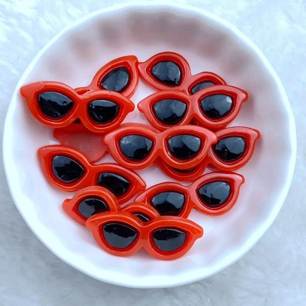 50pcs Patch Heart-Shaped Resin Mini Sunglasses Flat Back DIY Resin Ornaments Cabochons 4CM Simulation Toy Scrapbook