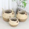 Rattan Woven Flower Basket: Hand-Held Green Plant & Flower Pot, Living Room Decoration & Storage Solution.
