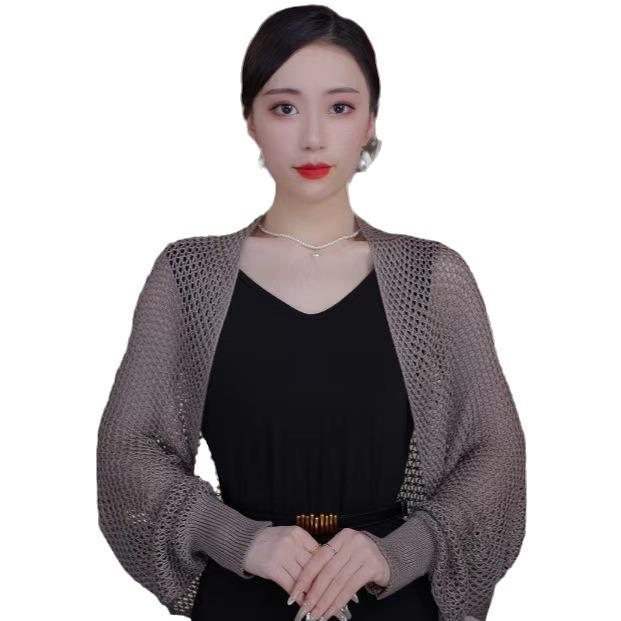 Ice Silk Shawl: Air-conditioned Sleeved Cardigan, Slimming Knit Outerwear, Trendy Short Dress