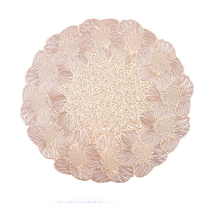 Round garland leaf PVC placemat creative petals high-end light luxury restaurant thermal insulation mat