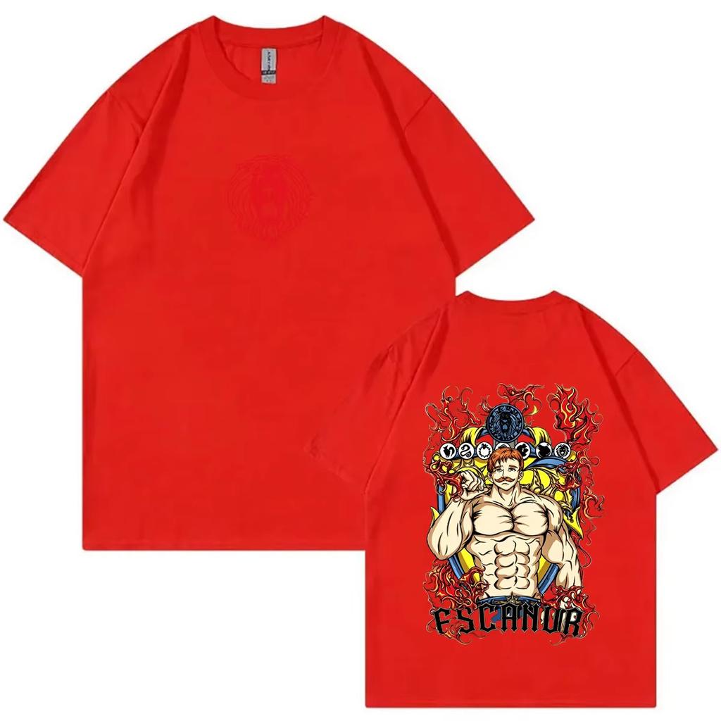 Sommer-Heißverkauf Anime Die Sieben Todsünden T-Shirt Löwen-Sünde des Stolzes Escanor Grafik-T-Shirt Unisex Harajuku Rundes T-Shirt