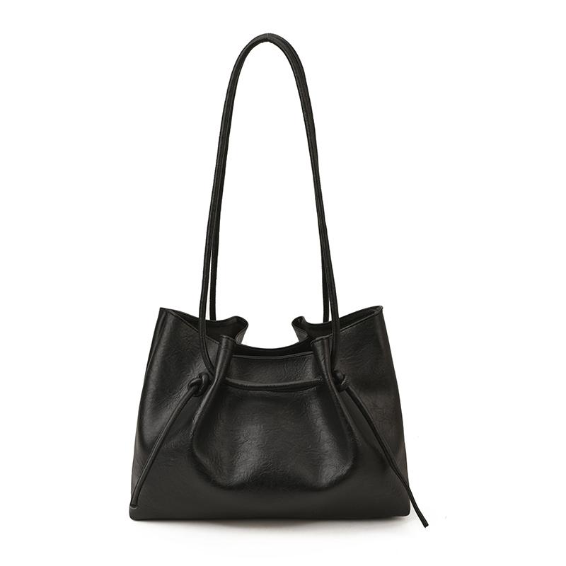 Lightweight Drawstring PU New Shoulder Bags High Quality Fashi Versatile Solid Color Sewing Thread Women's Crossbody Bags