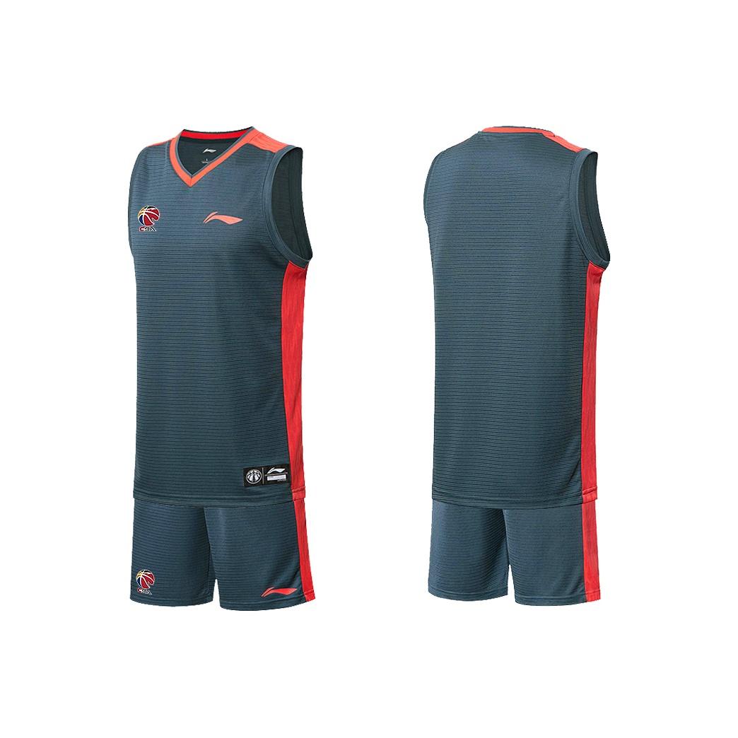 

Li Ning CBA Тренировочный игровой быстросохнущий дышащий влагоотводящий баскетбольный комплект унисекс спортивная одежда кожано-серый синий YATT121-2+CBALOGO XL