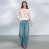 A02 Gestreiftes Damen-Langarm-T-Shirt mit Fake-Layer-Look