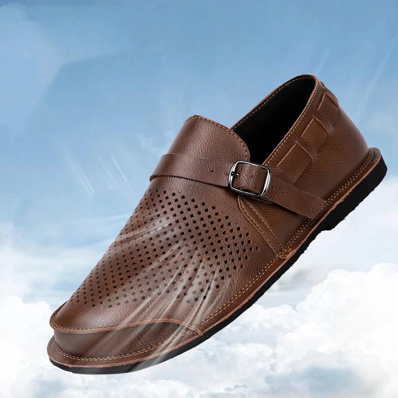 Fashion Retro Style Men Loafers  Leather Casual Shoes Handmade Moccasins Breathable Mens Driving Shoes Comfort Man Slip on Flats