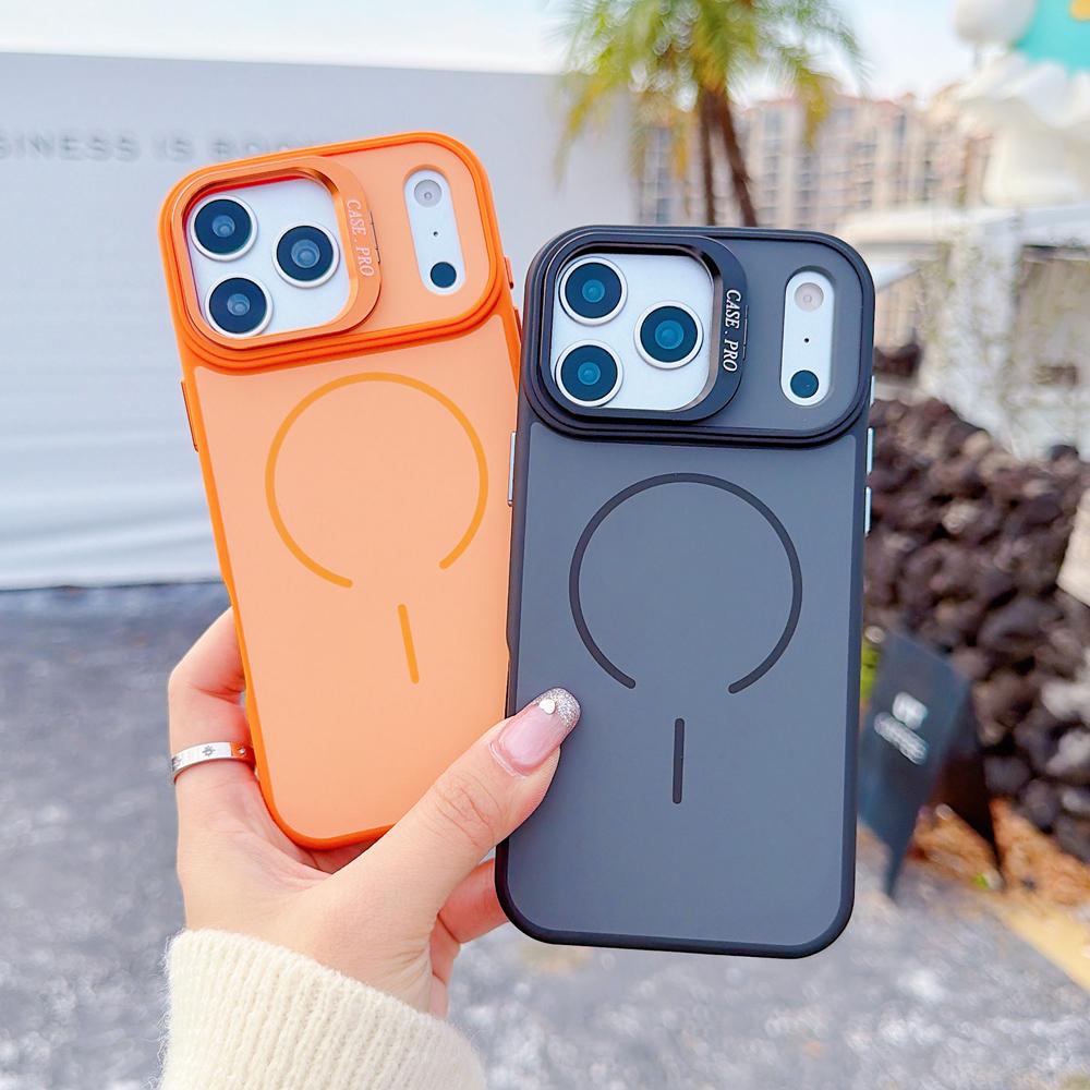 KEYSION Matte Skin Feel Lens Stand Phone Case for Magsafe for iPhone 17 Pro Max Magnetic Wireless Charging Shockproof Back Cover