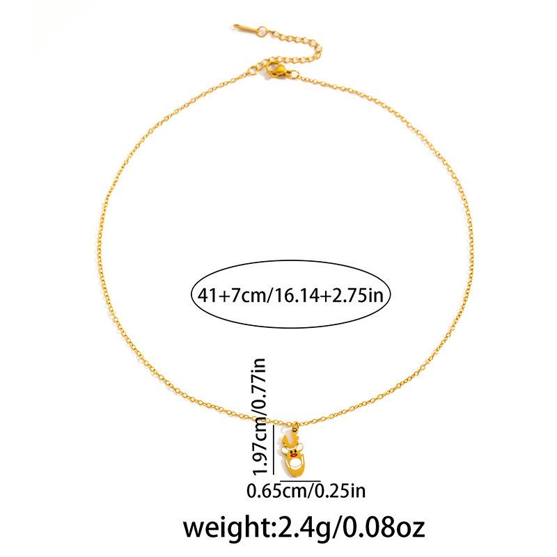 Christmas Cartoon Santa Claus & Reindeer Necklace - Light Luxury Clavicle Chain Pendant