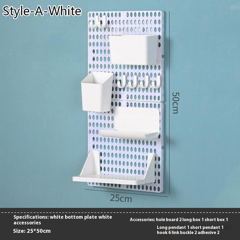 Kawaii Hole Board Dormitory Wall Shelf Decoration Free Punching Adhesive Students Study Wall Mounted Storage Rack Home Organizer