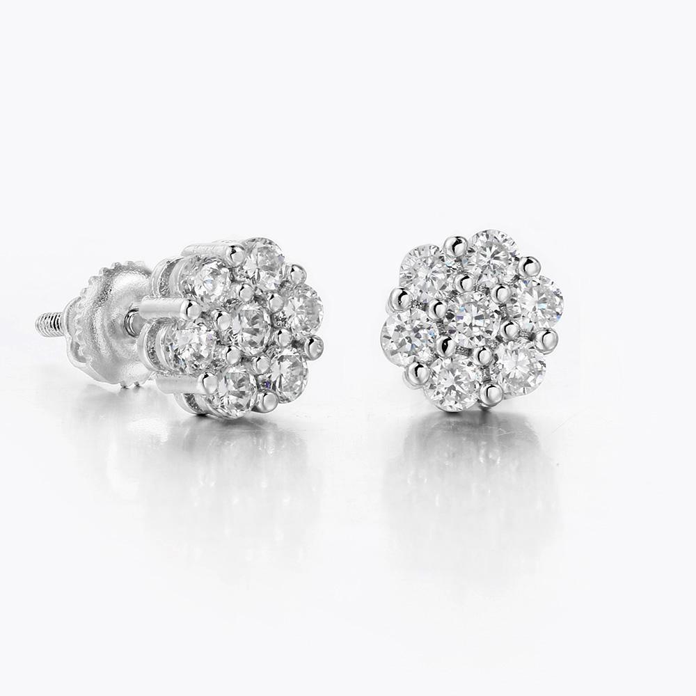 Blumen Iced Out CZ Ohrringe Goldfarbe Hip Hop Schraubohrstecker Für Damen Herren Cool Punk Hip Hop Schmuck Geschenke Großhandel OHE175