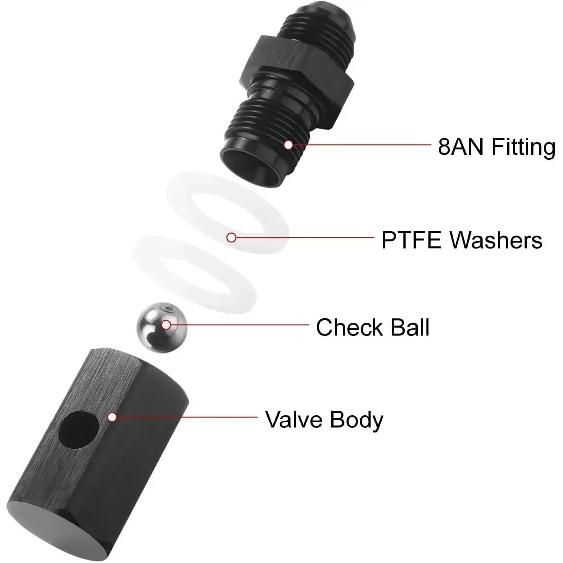 6AN 8AN 10AN Male Fuel Cell Tank Rollover Vent Valve Aluminum Black With Valve Exhaust System Auto Parts