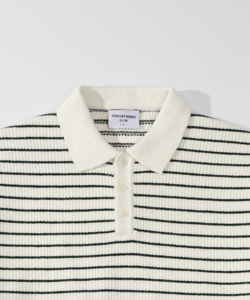 GLW Oversized Striped Collar Knit Soft Touch Ivory