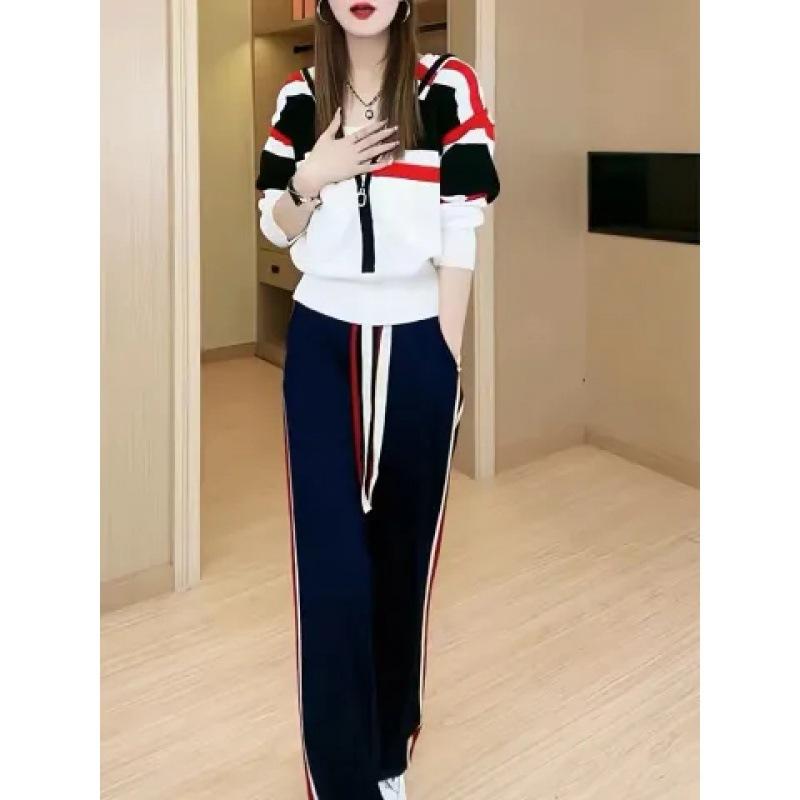 Fashion Niche Suit Women's Slim Fit Sports Sweatshirt Two-piece Set Korean Version