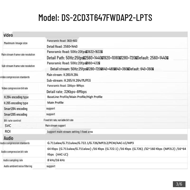 HIKVISION DS-2CD3T647FWDAP2-LPTS 6MP Dual-Lens Full-Color Outdoor Camera CN plug (adapter included)