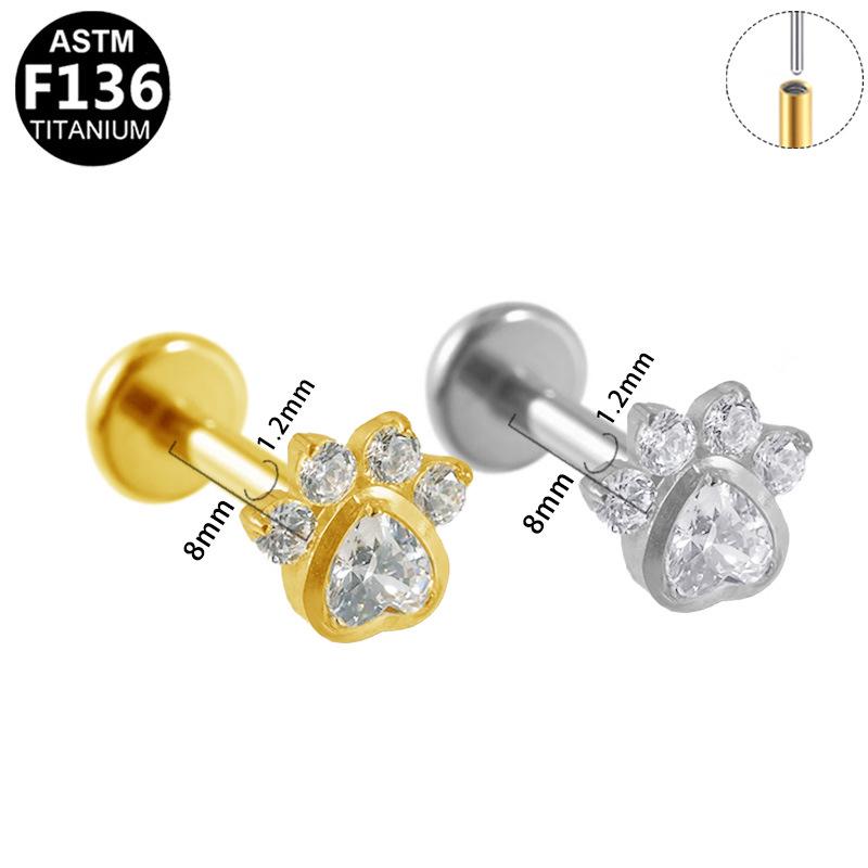 Titanium Alloy Lightning Lip and Ear Stud F136