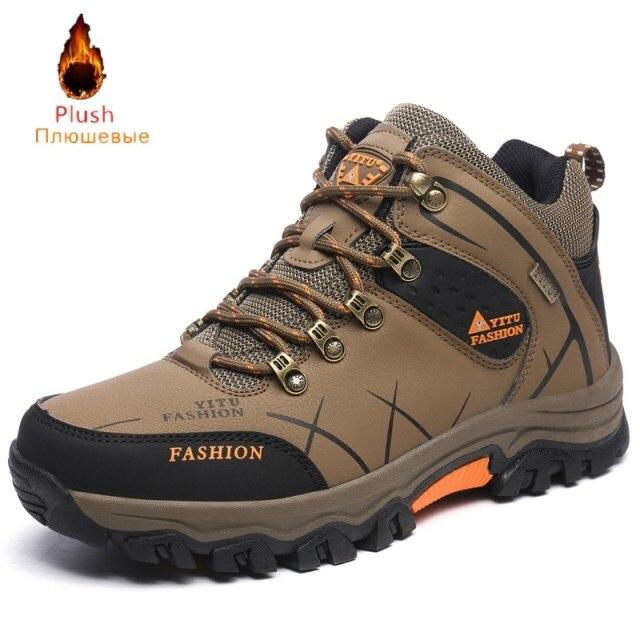 Winter Hiking Shoes Men Snow Boots Anti -Collision Leather Sneakers Waterproof Keep Warm Men 'S Casual Boots
