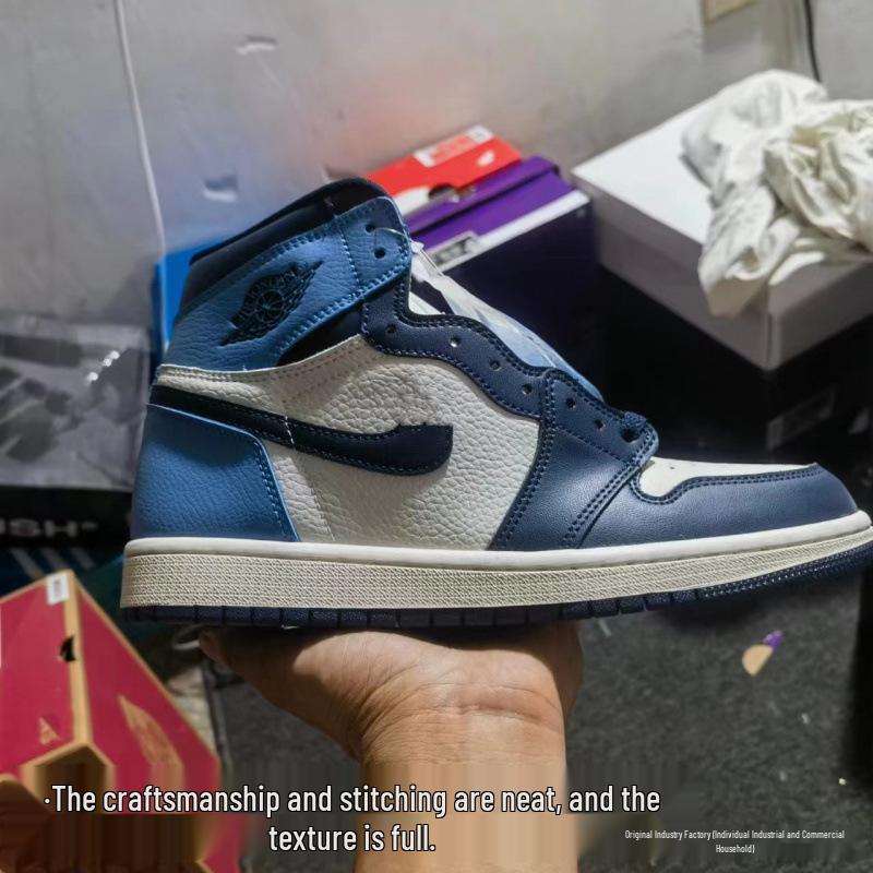 Buckle Broken Unisex Chicago High-Top AJ1 Basketball Shoes, Panda Black White