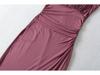 Elegant Women's Slim Fit Halter Neck Dress with Waist-Cinched Flowy Skirt and Side Slit