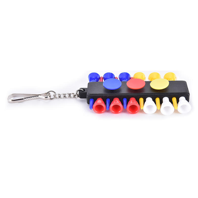 1X Golf Tee Holder Carrier With 12 Plastic Tees W 3 Ball Markers W 1 Keychain