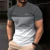 Simple Contrasting Colors T-Shirts Summer 3D Printed Short Sleeve Casual Loose Daily Wear Men's T-shirts