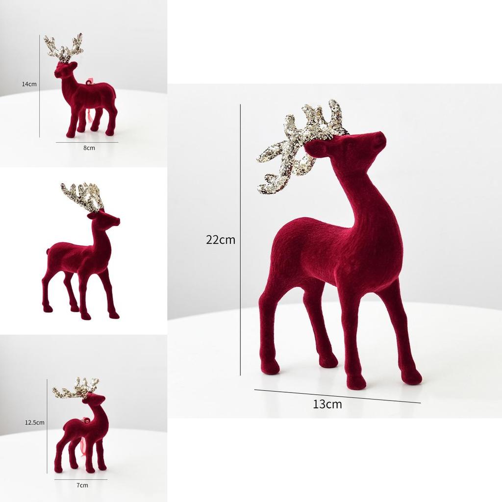 Stunning Christmas Reindeer Ornament Sparkling Burgundy Velvet Decorative Accent For Holiday Trees
