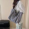 Fashion Canvas Totes Storag Bag Large Capacity Casual Style Handle Bag Stripe Pattern Simple Shoulder Bags Casual Occasion