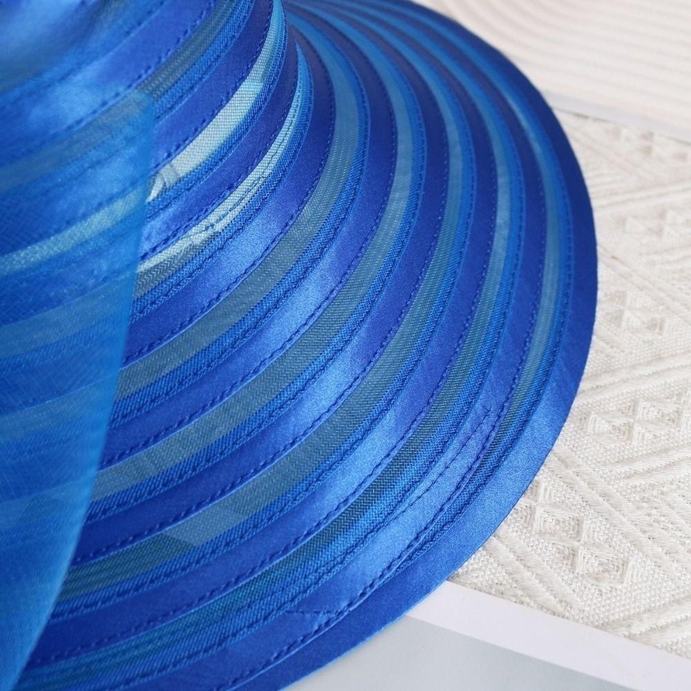Fashionable Ruffles Design Organza Mesh Hat Wide Brim Large Bow Sun Hat Breathable Beach Hat Resort Wear