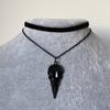 Gothic Black Rose Moon Raven Necklace With Geometric Pendant For Women