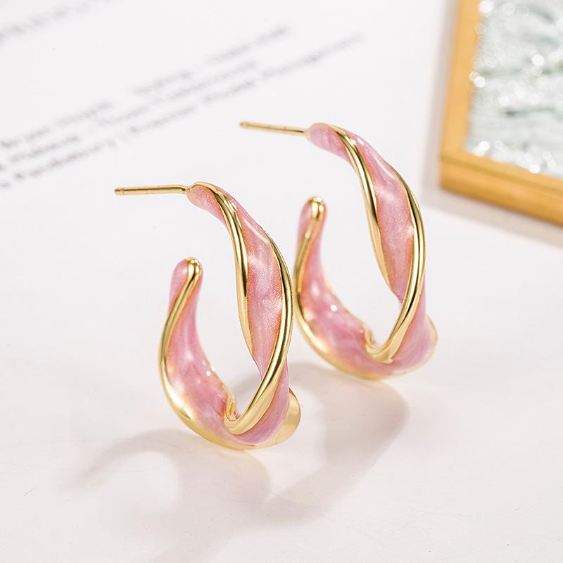 "French Designer Geometric Irregular Semi-Circle Drip Glaze Earrings"