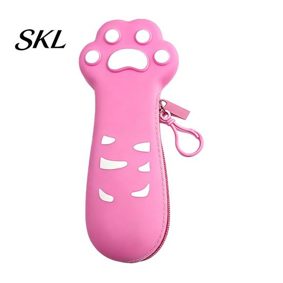 Portable Pen Case Cat Paw Silicone Pencil Case, Large Capacity Stationery Organizer Animal Bag, Students School Supplies Storage Pouch with