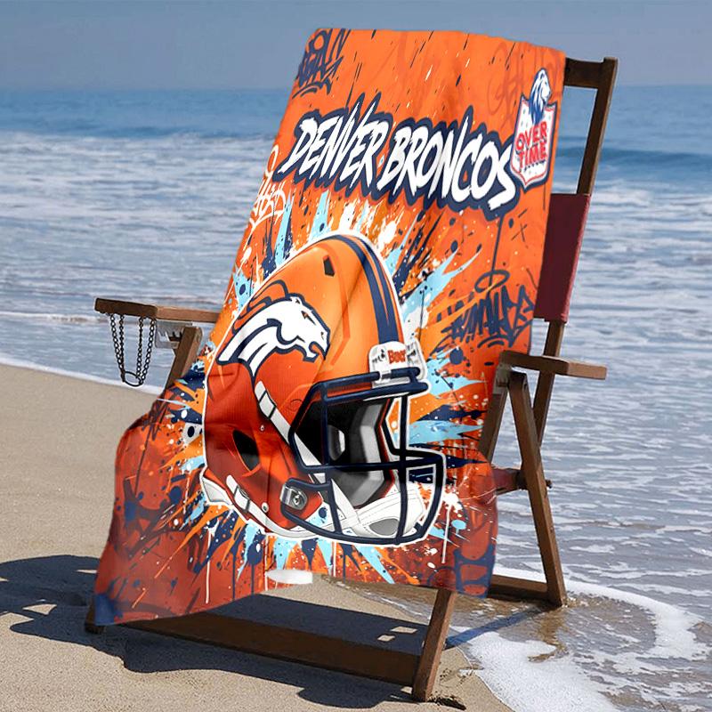 proof beach towel with Denver Broncos LOGO pattern - soft,absorbent,quick-drying,machine washable - perfect for swimming,camping,bathing