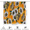 Sunflower Butterfly Printed Shower Curtains For Bathroom Decor Orange Color Floral Curtain With Rod Hooks Set (Yellow)