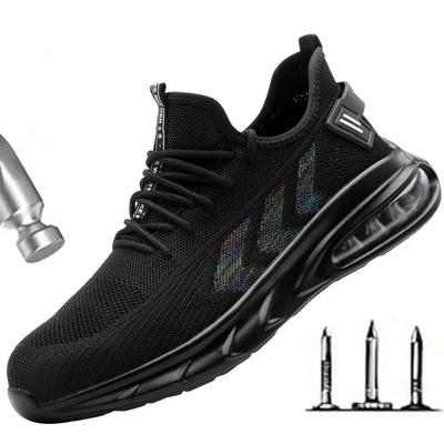 Moda Protezione del lavoro Uomo punta in acciaio anti-impatto anti-perforazione quattro stagioni traspiranti leggeri ammortizzazione ad aria scarpe da lavoro di sicurezza D127