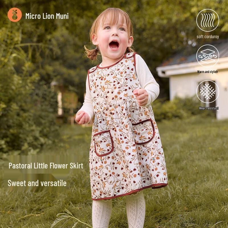 Infant Girls  Floral Corduroy Vest Dress 90
