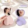 Heart-Shaped Double-Sided Folding Mirror Keychain: Cute, Portable, Rotating Makeup Touch-up Accessory