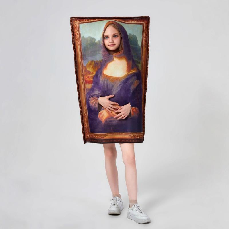 New Halloween Party Costumes Mona Lisa Fun Mural Campus Event Performance Onesie