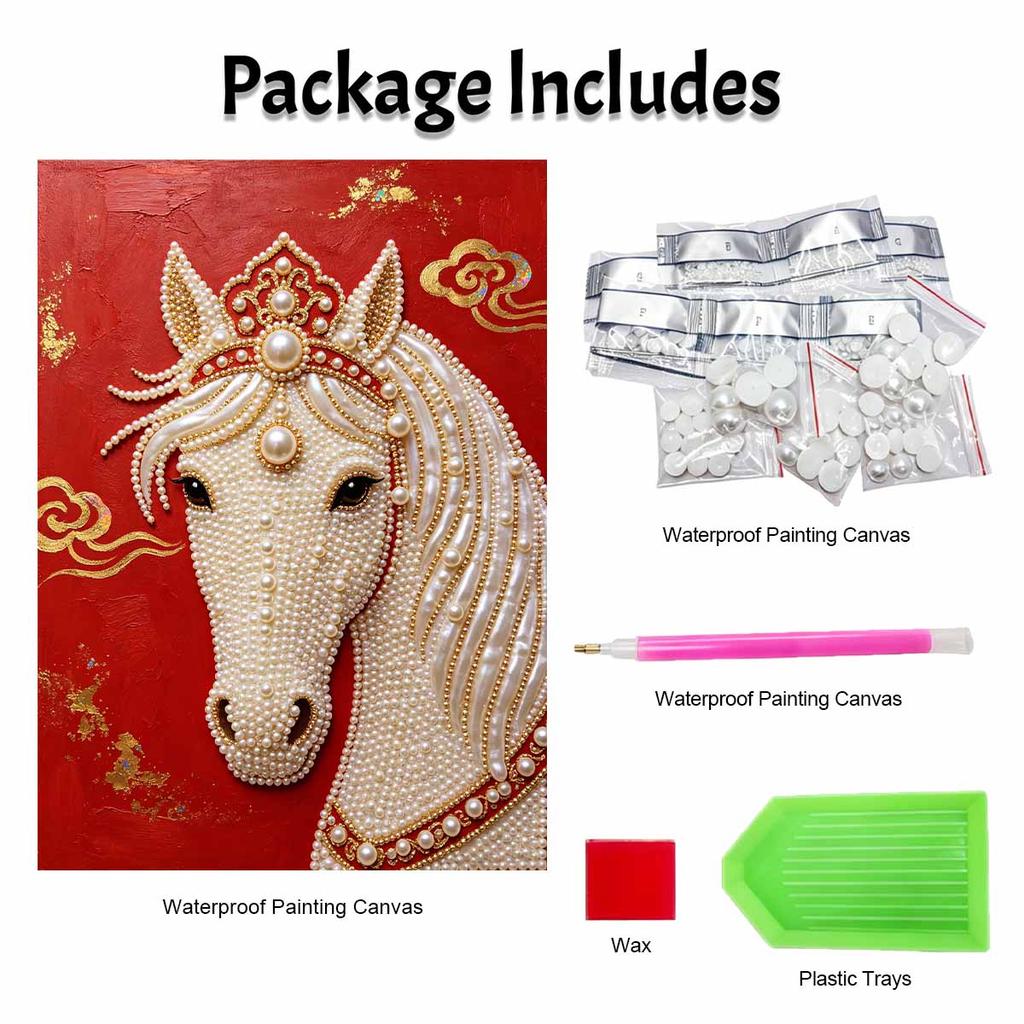 DIY Pearl Embroidery Diamond Painting Kit Majestic Horse Sparkling Beads Art Craft Handmade Decoration Gift for Home