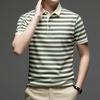 Summer Men's Trendy Casual Striped Short Sleeve T-Shirt Polo Shirt Fashion Loose Fit Lapel Collar Top