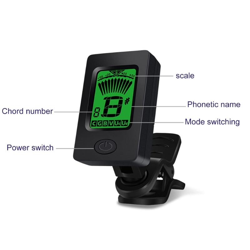 Guitar Tuners Clip On Digital Electric Tuner with 360 Degree Rotations and LCD Display, Guitar Metronome Tuner for Bass