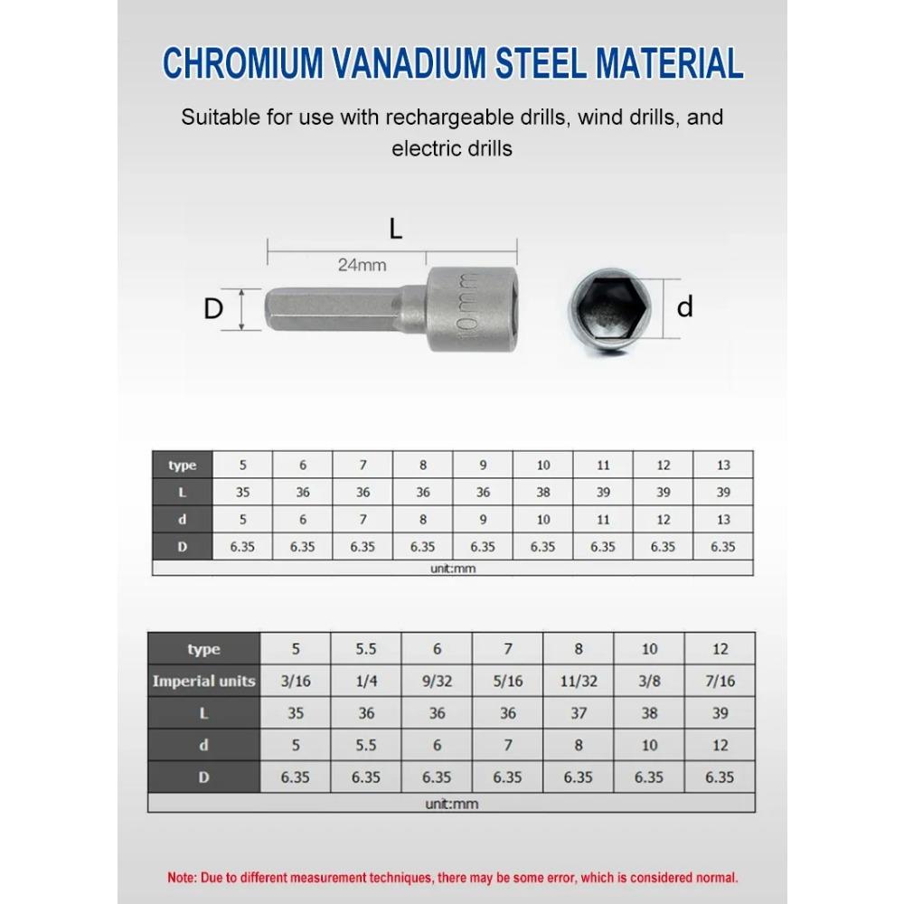 Powerful Socket Inner Hexagonal Wrench ,Hexagonal Handle Screwdriver Socket, Extension Rod Pneumatic Screwdriver Insert Tool Set