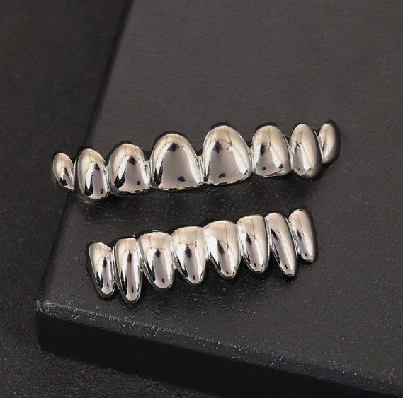 DIY Glossy Teeth Grillz Hip Hop Gold Gradient Color Colorful Top Bottom Tooth Caps For Women Men Jewelry Halloween Cosplay Gift