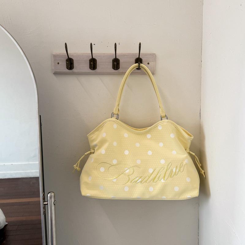 2026 Korean Fashion Polka Dot Large Capacity Ballet Style Tote & Shoulder Bag