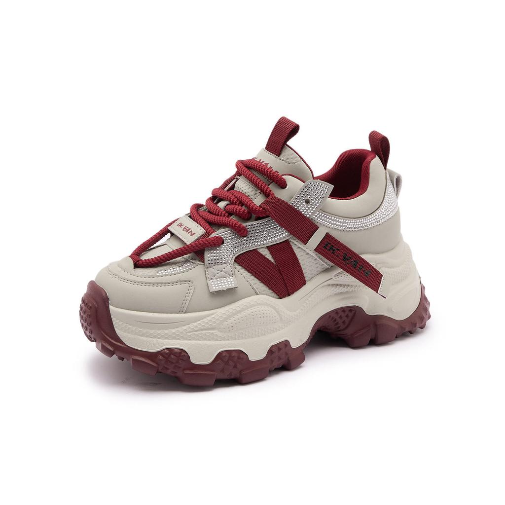 Spring New Rhinestone Platform Dad Shoes Women's Height Increase Small Sports and Leisure Shoes Versatile