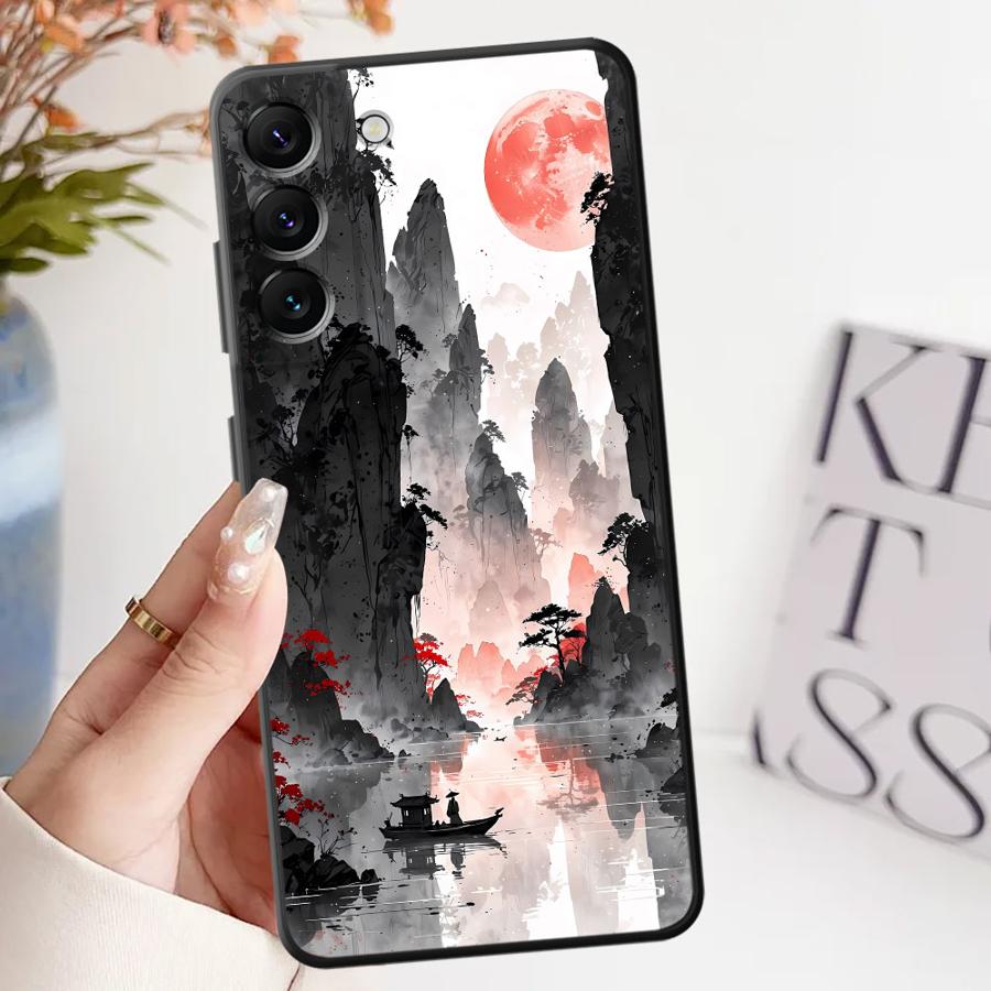 Ink Art Print Japanese Landscape Mountain Case for Samsung Galaxy A73 A51 A32 A22 A24 A55 A41 A53 A35 A23 A25 A71 A52 A36 A26