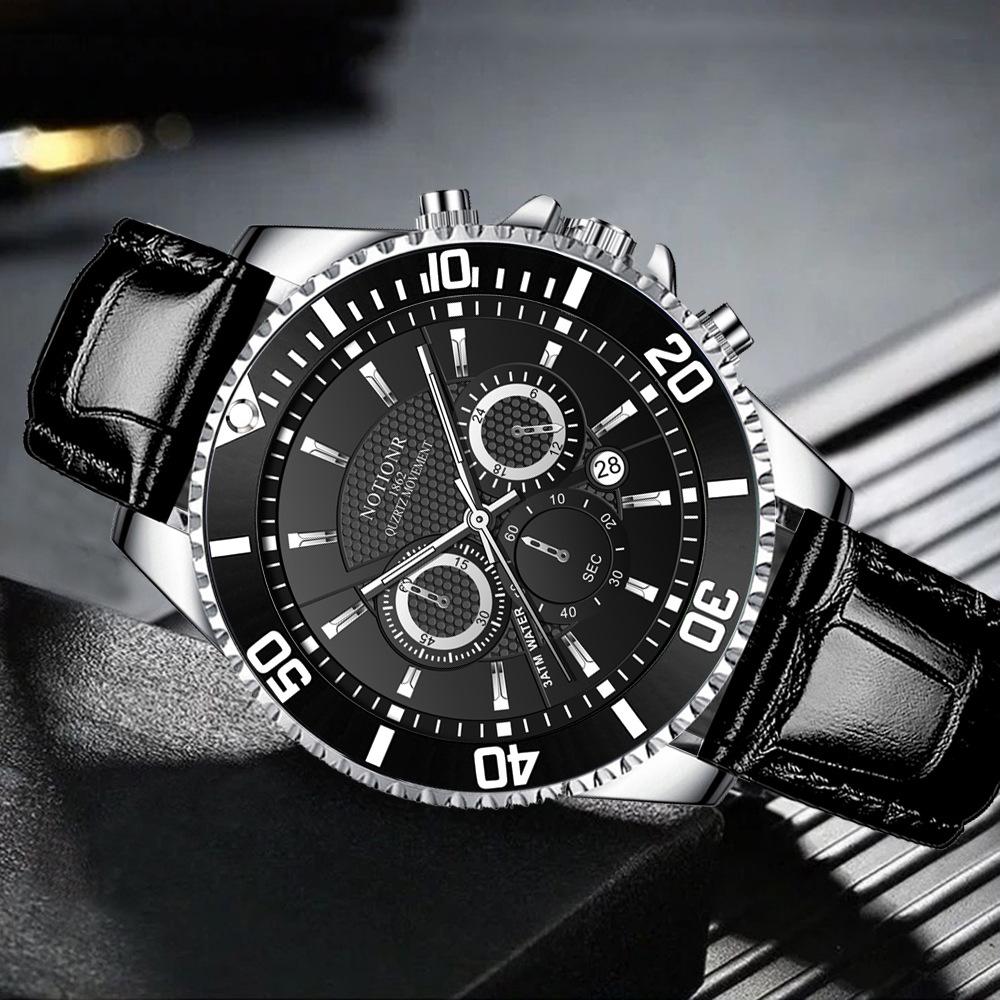 Fashion Business Men's Watch Large Dial Watch Sport Men's Watch Casual Watch Calendar Watch Leather strap